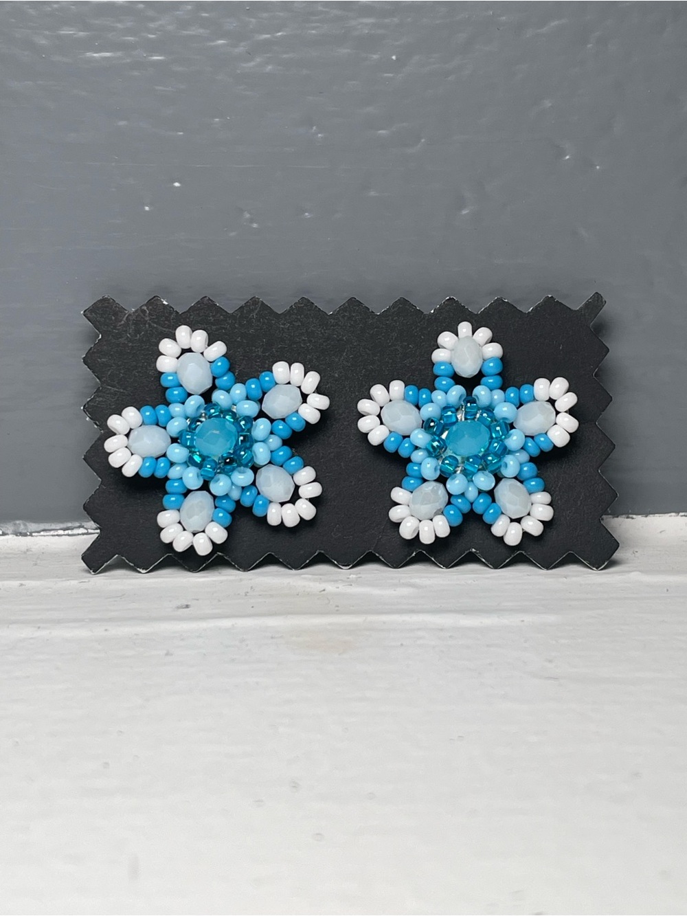 Huichol Beaded Flower Stud Earrings